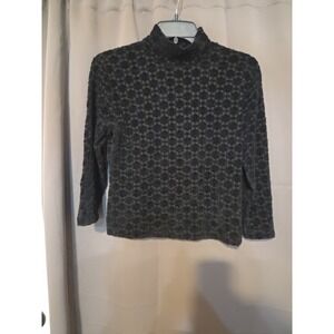 Moda International Turtleneck, Black Lace Overlay, Women's Medium, Lined‎ Blouse